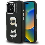 Etui Karl Lagerfeld FW Grained Karl & Choupette Heads Pins do iPhone 16 Pro Max czarny
