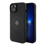 Mercedes MEHMP15S23RMMK iPhone 15 / 14 / 13 6.1" czarny/black hardcase Crossed Lines Pattern Leather MagSafe