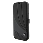 Mercedes MEBKP15S8ROLK iPhone 15 6.1" czarny/black bookcase Leather Wave Patern