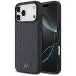 Etui Mercedes Leather Laurel Leaves Stripes MagSafe do iPhone 17 Pro Max / 18 Pro Max niebieski