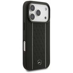 Etui Mercedes Leather Star Pattern Stripes MagSafe do iPhone 17 Pro / 18 Pro czarny