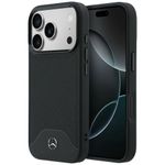 Etui Mercedes Leather Wood Effect and Curve MagSafe do iPhone 17 Pro / 18 Pro czarny