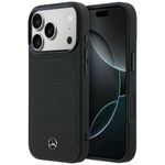 Etui Mercedes Leather Mesh with Bow Line MagSafe do iPhone 17 Pro Max / 18 Pro Max czarny