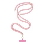 Smycz do telefonu, Zawieszka do telefonu - SWING (8mm) z regulacją długości / długość sznura 165cm (max 82,5cm w pętli) / na ramię lub szyję - jasnoróżowy