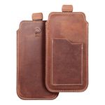 Etui wsuwane na telefon skórzane wsuwka z pull-up Royal do iPhone 6 / 7 / 8 Crazy Horse rozmiar L brązowe