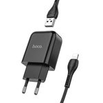 Ładowarka sieciowa do telefonu Hoco USB A 2A 10W + kabel USB A do Lightning N2 czarna
