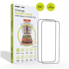 Mobile Origin Orange Screen Guard iPhone 15 Pro with easy applicator, 2 pack