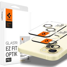 Spigen Glass tR EZ Fit Optik Pro 2 Pack, yellow - iPhone 15/15 Plus/14/14 Plus
