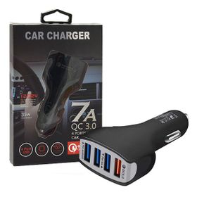 Ecobox Ładowarka samochodowa Faston 4XUSB 7A Quick Charge QC3.0 Czarny