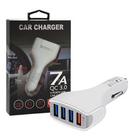 Ecobox Ładowarka samochodowa Faston 4XUSB 7A Quick Charge QC3.0 Biały