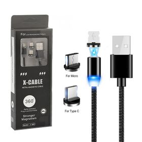 Ecobox Kabel 3w1 Magnetyczny 360 USB - Typ-c / microUSB / Lightning 2A 1m Czarny