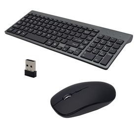 KLAWIATURA + MYSZ OPTYCZNA BEZPRZEWODOWA ALUMINIOWA CZARNA IMAC ZESTAW