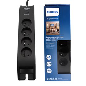 PRZEDŁUŻACZ SIECIOWY PHILIPS LISTWA ZASILAJĄCA PRZEPIĘCIOWA 4 GNIAZDA 2M CZARNY SPN3140A/60