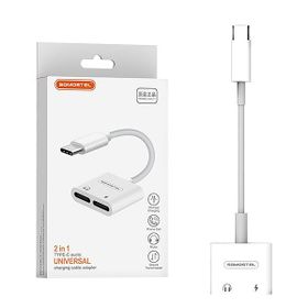 ADAPTER HF TYP-C SOMOSTEL BIAŁY SMS-BZ06 AUDIO USB-C + ZASILANIE