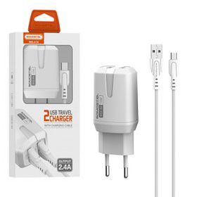 SOMOSTEL ŁADOWARKA SIECIOWA 12W 2.4A + KABEL MICRO USB BIAŁA 2XUSB DUAL SMS-A139