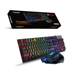 FOREV KLAWIATURA PRZEWODOWA + MYSZ ZESTAW PODŚWIETLANA CZARNA FV-Q3055