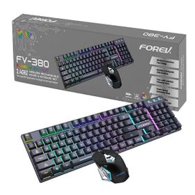 FOREV KLAWIATURA BEZPRZEWODOWA + MYSZ ZESTAW GAMING PODŚWIETLANA RGB FV-380