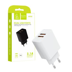 ŁADOWARKA SIECIOWA 2.1A 10W  BIAŁA DENMEN 2100mA 2xUSB DC02 SINGLE