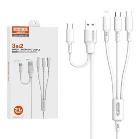 Somostel kabel 3w1 Powerline USB - Typ-C / Lightning / Micro USB 3.1A 10W 1m QC 3.0 biały SMS-BT14