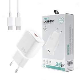 Ecobox ładowarka sieciowa GaN Typ-C + kabel Typ-C - Typ-C 33W biały