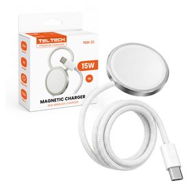 Teltech ładowarka bezprzewodowa indukcyjna MagSafe oplot USB-C 15W 1m biały TCH-20