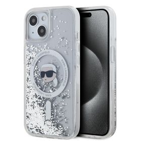 Karl Lagerfeld Liquid Glitter Karl Head MagSafe Case for iPhone 15 Transparent