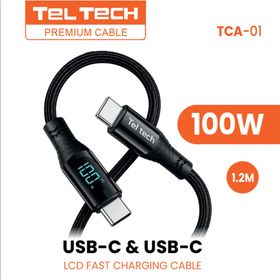 Teltech kabel PD LCD E-maker USB-C - USB-C 100W PD czarny oplot TCA-01