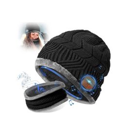 CZAPKA ZIMOWA CZARNO-SZARA WBUDOWANE SŁUCHAWKI BLUETOOTH PREMIUM