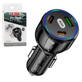 Ecobox Ładowarka samochodowa USB / 2x USB-C 90w (30+30+30) Czarny