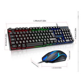 T-wolf Klawiatura + mysz pc podświetlana Gaming przewodowa Czarny