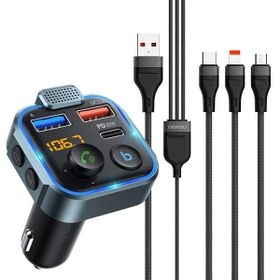 ZESTAW ECOBOX TRANSMITER FM 12/24 V BLUETOOTH 2 X USB + PD 20W + KABEL USB 3W1 CZARNY 2,4A