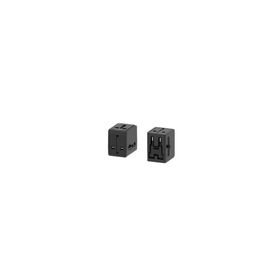 ECOBOX ADAPTER PODRÓŻNY USA UK EU SMS-Q60 CZARNY 1X USB-A ORAZ 1X USB-C