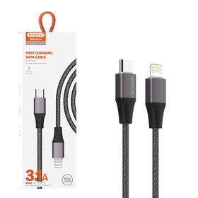 Somostel kabel podświetlany wzmacniany USB - Lightning 3.1A 1.2m czarny oplot SMS-BW25
