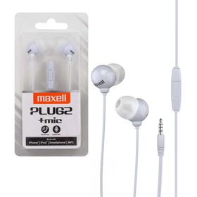 Maxell słuchawki przewodowe douszne Plugz + mikrofon Jack 3,5mm 1.24m biały