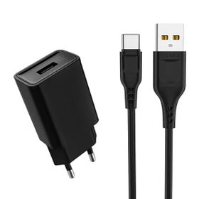 Teltech Ładowarka sieciowa DC01 USB + kabel USB - USB-C 2.4A 12W Czarny