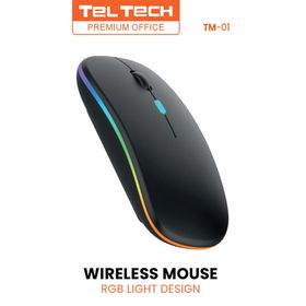 Teltech mysz komputerowa bezprzewodowa RGB LED czarny TM-01