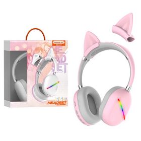 Teltech Słuchawki bluetooth nauszne CJ17 BT 5.0 Różowy Stero