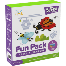 myFirst 3dPen Make Filaments Fun Pack - zestaw kreatywny do długopisu 3dPen, zawiera 5 szablonów, 13 wkładów PCL (26 m), ruchoma baza na baterię, arkusz termoplastyczny (insect adventure)