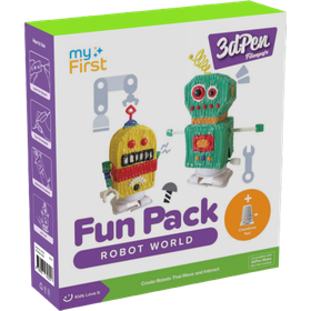 myFirst 3dPen Make Filaments Fun Pack - zestaw kreatywny do długopisu 3dPen, zawiera 5 szablonów, 12 wkładów PCL (25 m), nakręcany napęd do modeli, arkusz termoplastyczny (robot world)