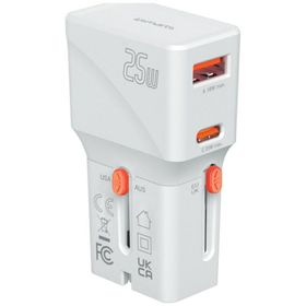 Ładowarka podróżna 4smarts World Travel Adapter Nomad Pocket 25W USB-C/USB-A bialy