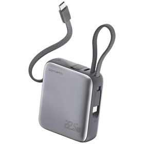 Powerbank 4smarts Pocket Dual Cord 10000mAh 22.5W z wbudowanym kablem USB-C 15cm szary