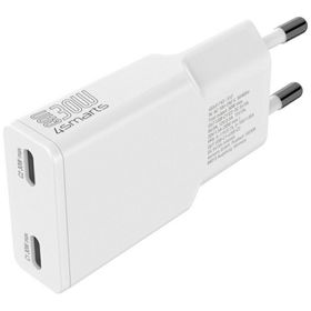 Ładowarka sieciowa 4smarts FlatPlug Slim Dual 30W GaN 2xUSB-C biały