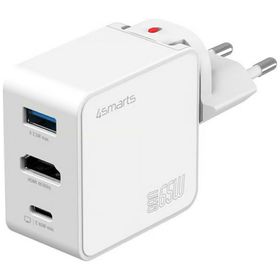 Ładowarka podróżna 4smarts Flex adapter Hub 65W GaN USB-C/USB-A/HDMI biały