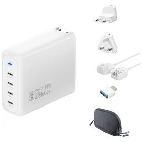 Ładowarka sieciowa 4smarts GaN Flex Pro Travel 200W 4 USB-C biała-white