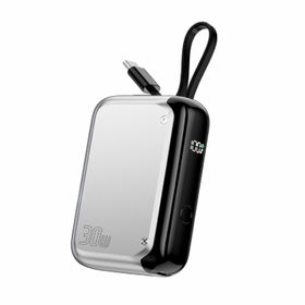 Powerbank 4smarts Pocket 10000mAh 30W z wbudowanym kablem USB-C 15cm srebrny