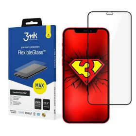 3MK FlexibleGlass Max iPhone 12/12 Pro6,1" czarny/black, Szkło Hybrydowe z wzmocnionymi krawędziami