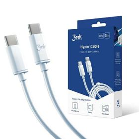 3MK Hyper Cable USB-C/USB-C 2m 100WKabel Biały/White