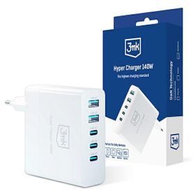 3MK HyperCharger 140W 3xUSB-C + 2xUSBładowarka sieciowa GAN, PD+QC
