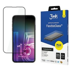 Szkło hybrydowe z wzmocnionymi           krawędziami 3MK FlexibleGlass Max do Apple iPhone 15 czarny