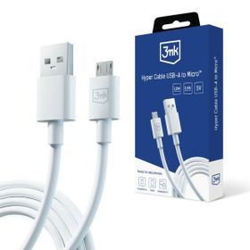 3MK Hyper Cable USB-A - Micro USB1.2m 5V 2,4A Biały/White Kabel